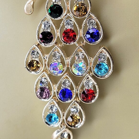 Colourful Peacock Long Pendant Necklace - Picture 6 of 8